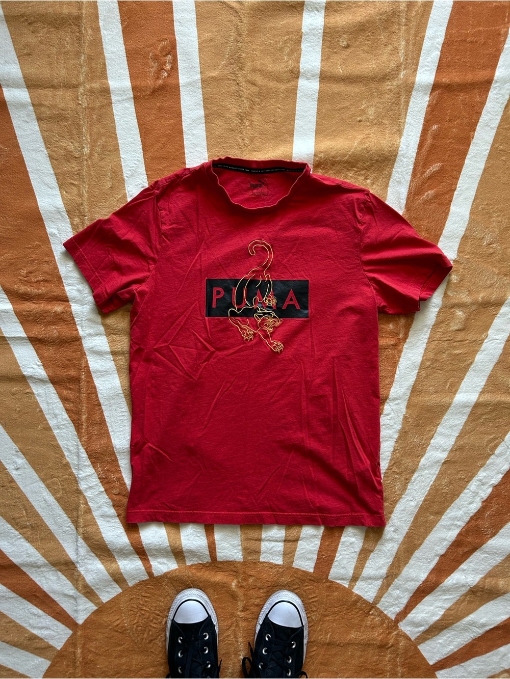 Puma Red Embroidered Graphic Tee